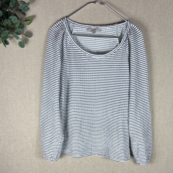 LOFT Tops - Loft navy blue -White Striped Long Sleeve Top Medium